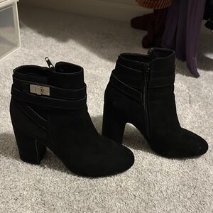 JustFab Black Heeled Boots